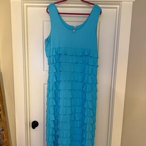 Lulu-B Bright Turquoise Sleeveless Ruffle Maxi Dress